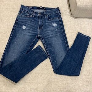 Hollister Super Skinny Advanced Stretch Mens Distressed Dark Wash Jeans W28 L30